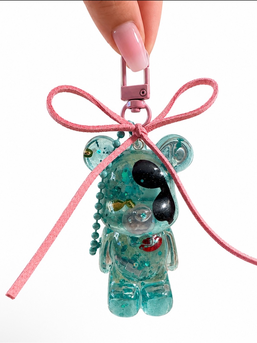 Aqua luxe bear bag charm